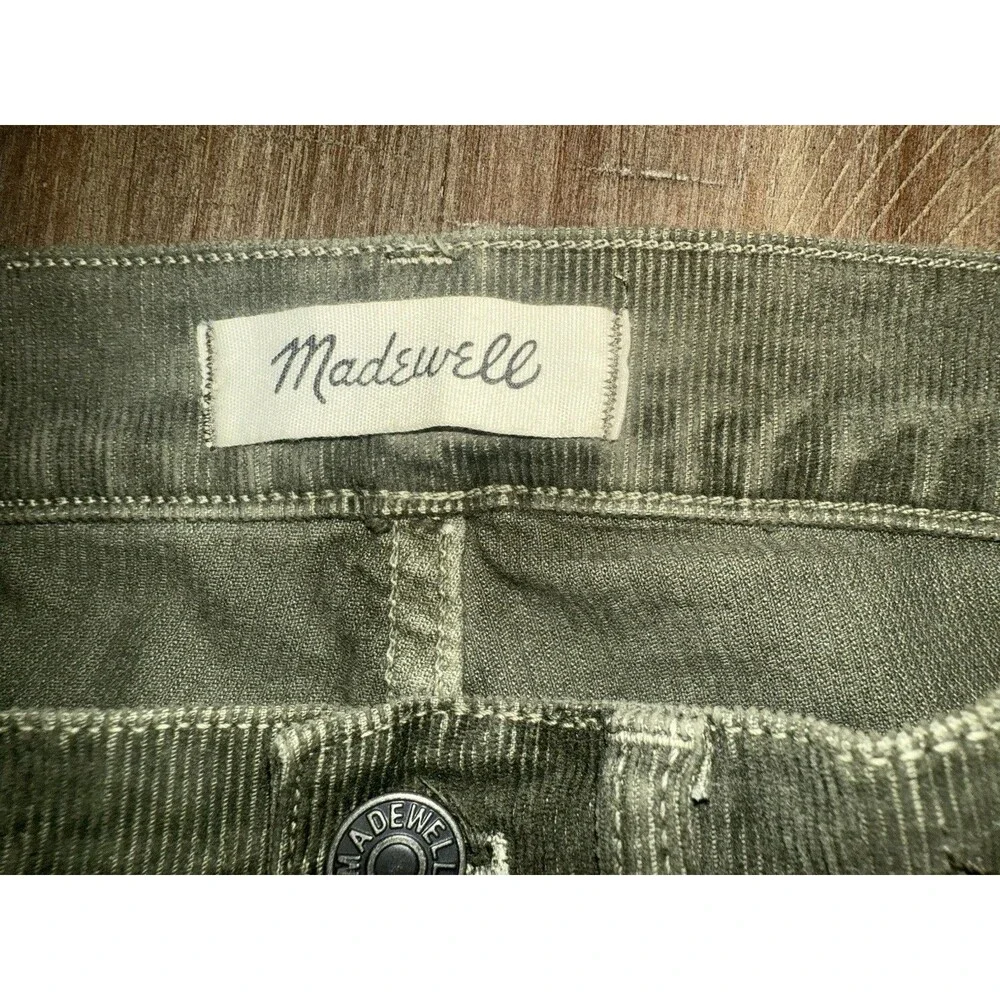 Madewell Cali Demi-Boot Button Fly Raw Hem Capers Green Corduroy Pants Size 24